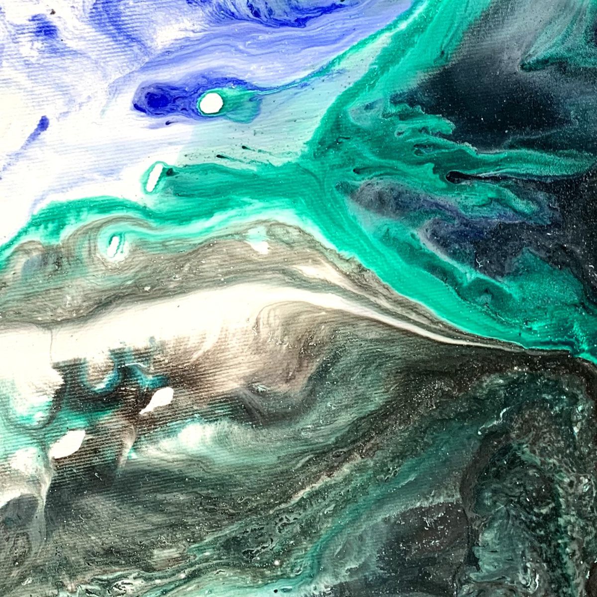 Abstrakcja w ramie pouring 2027Z "Ziemia z kosmosu" 100x100cm