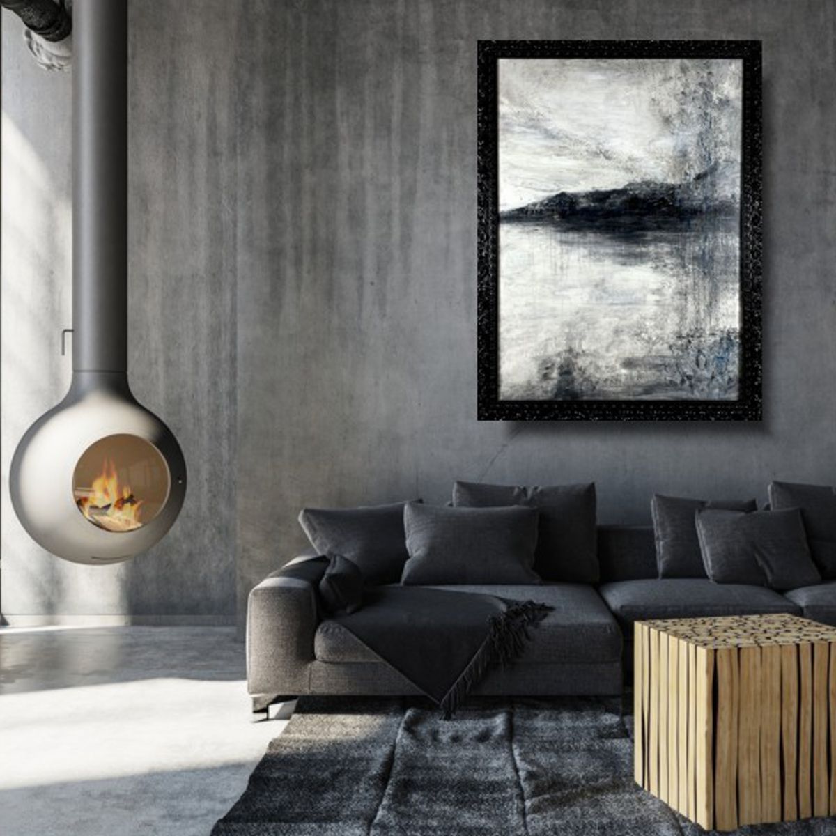 Duży obraz malowany 2033Z "Mroźny dzień" 100x140cm