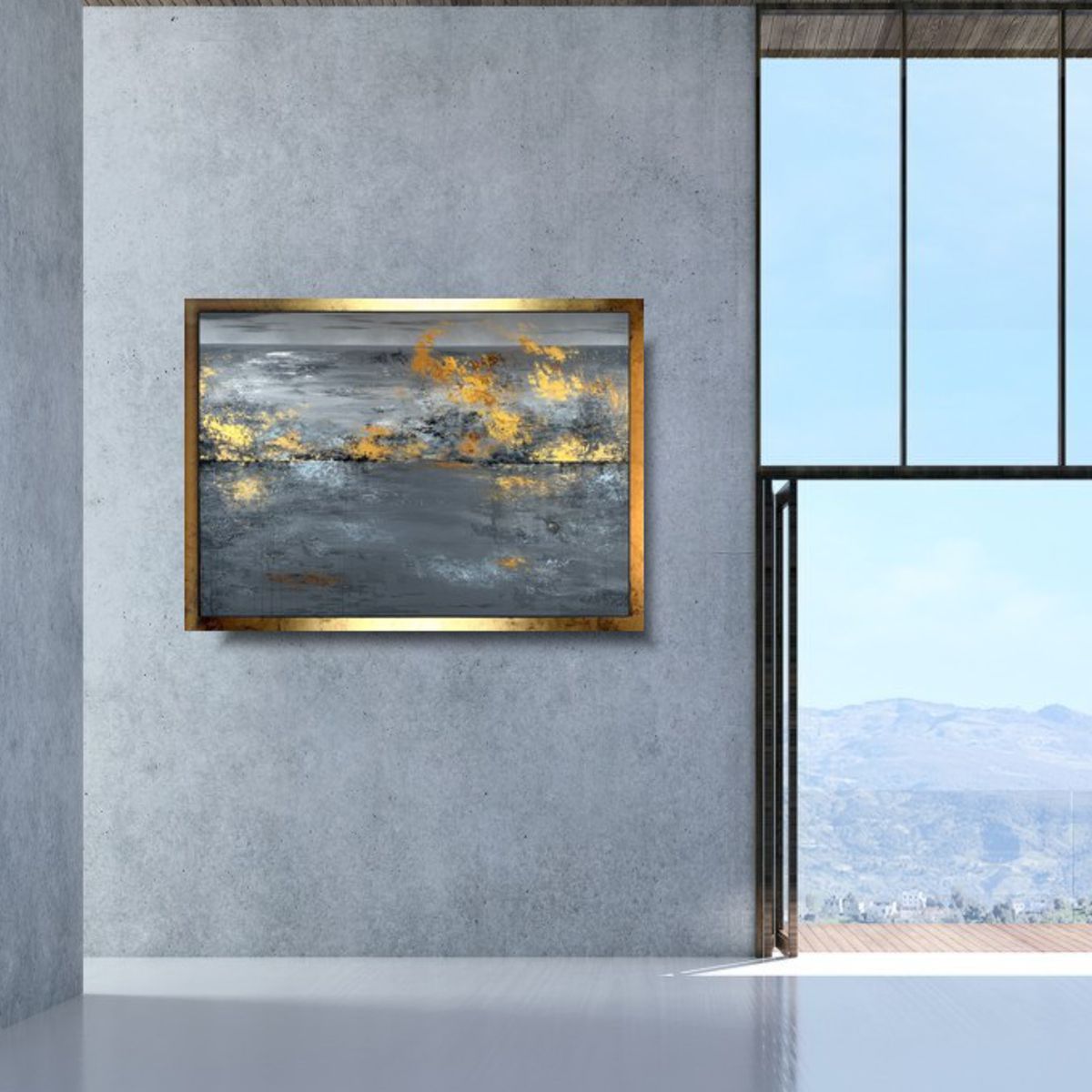 Szara abstrakcja obraz w ramie 2071Z "W marzeniach" 100x140cm