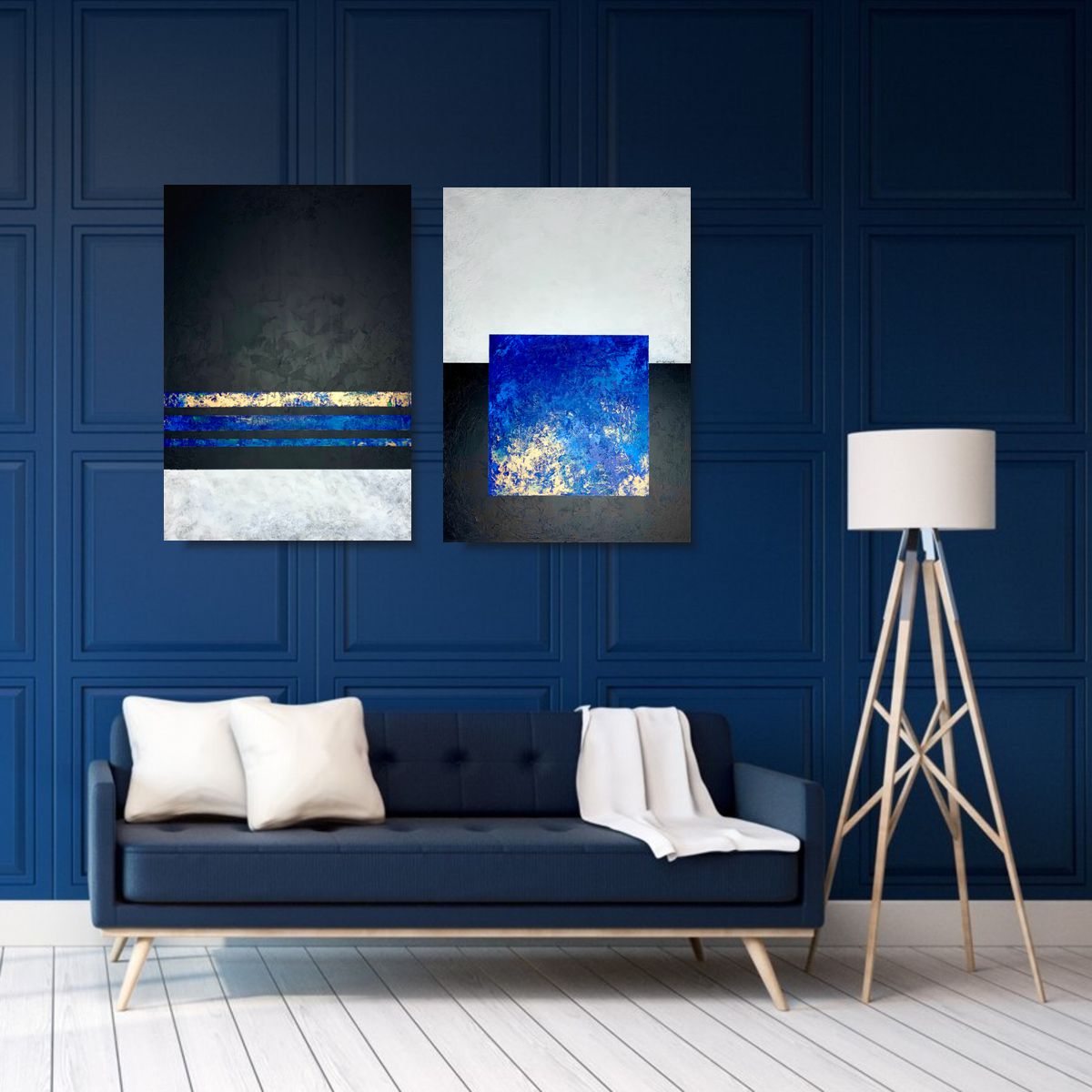 Obraz geometryczny na płótnie 2283Z "Granatowa rozkosz" 100x140cm