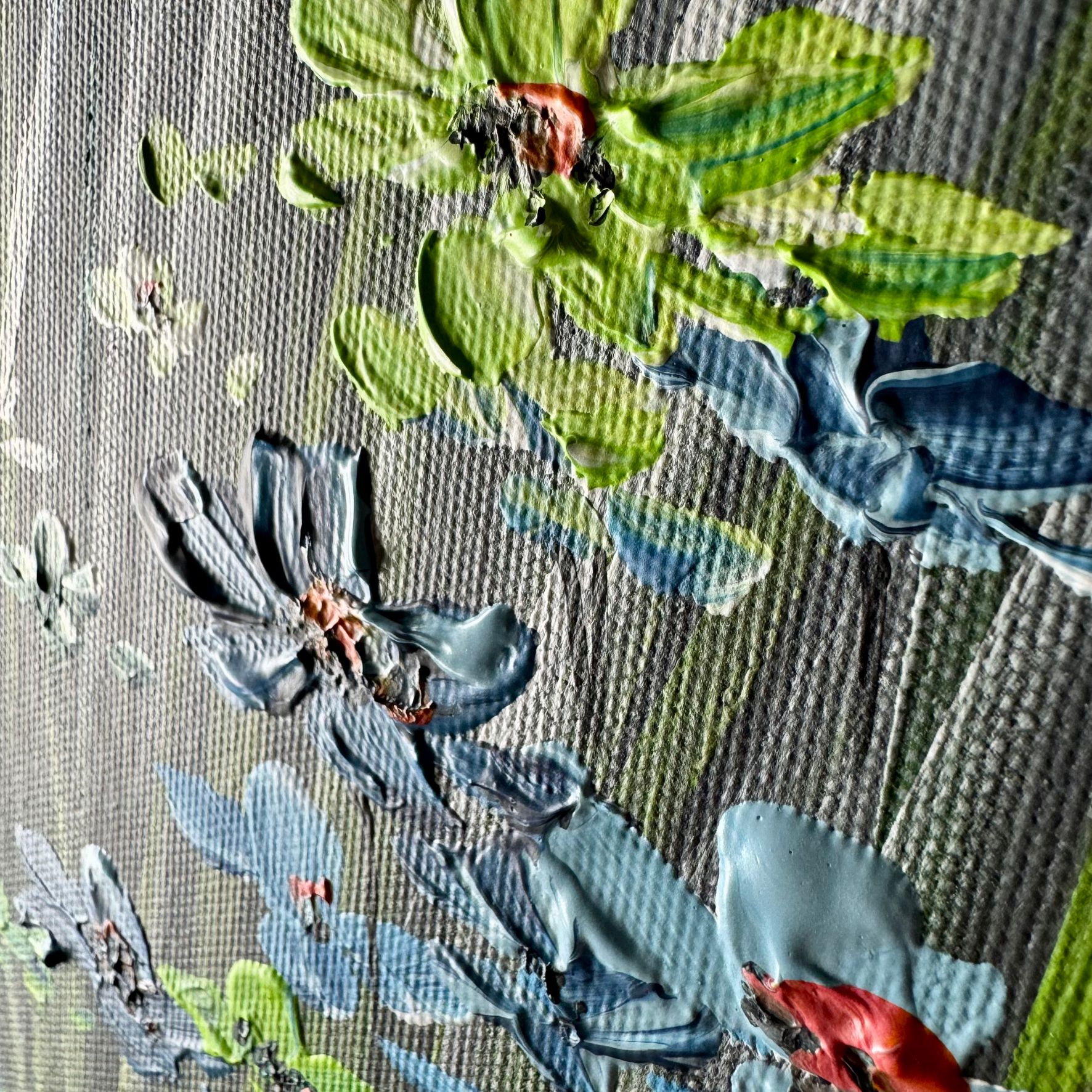 Obraz ręcznie malowany na płótnie 2286Z "Delikatna Łąka" 80x80 cm