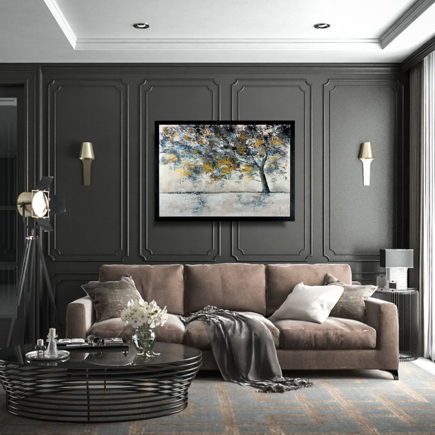 Obraz malowany ręcznie 2239Z "Ozłocone drzewo" 100x70cm