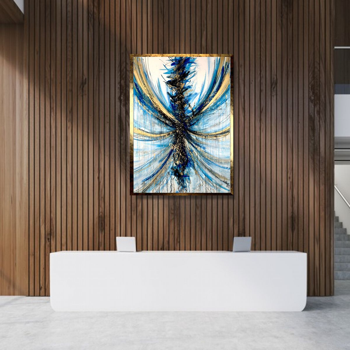 Obraz ręcznie malowany na płótnie 2014Z “Granatowy czas” 100x140cm