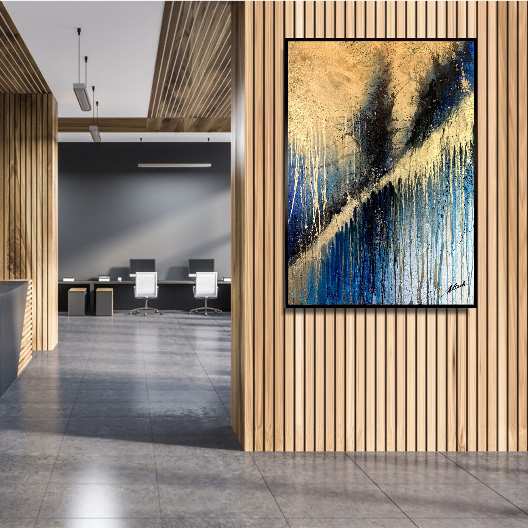 Elegancki granatowy obraz 2019Z "Burza piaskowa" 100x70cm