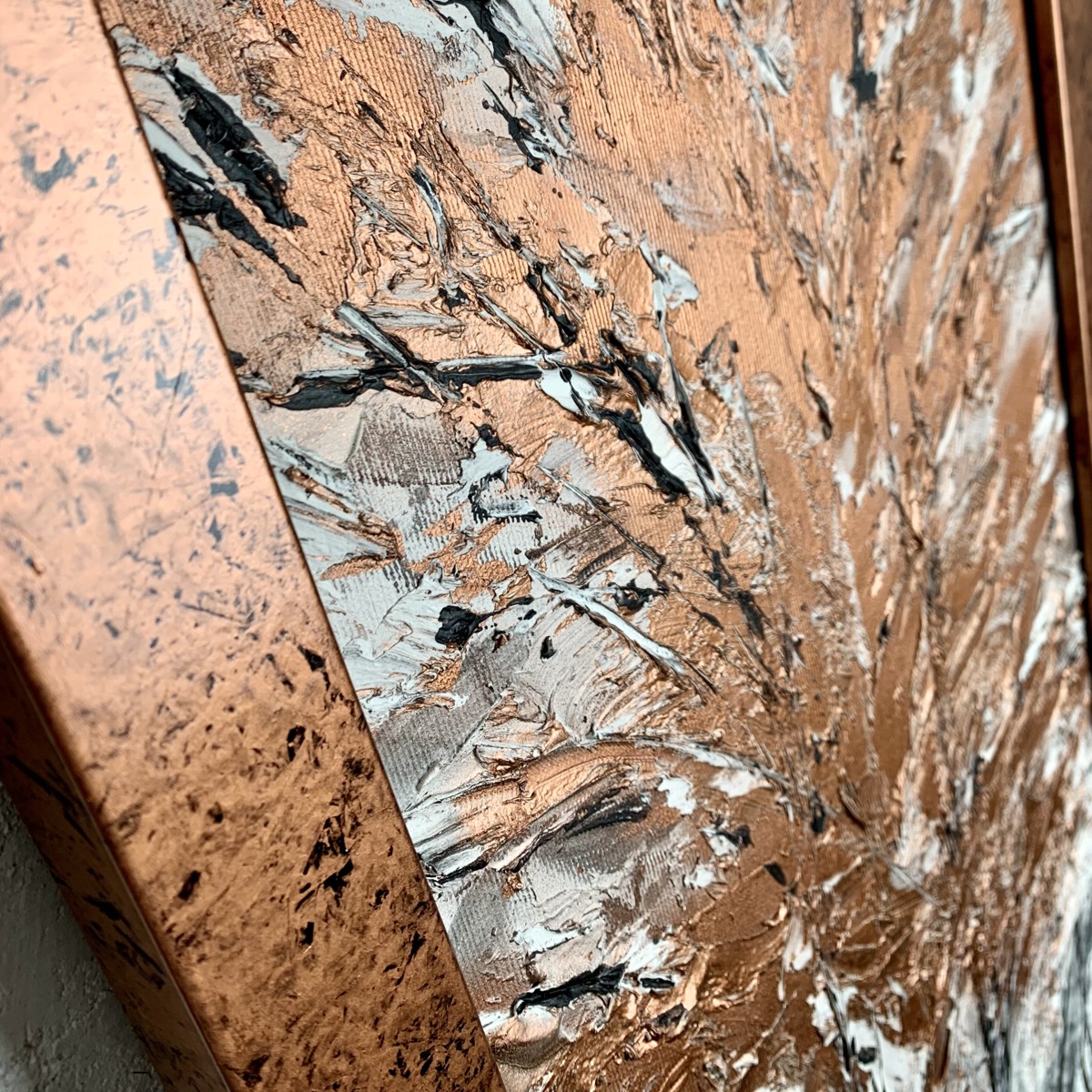 Obrazy malowane farbami 2241Z "Miedziane brzozy" 100x30cm