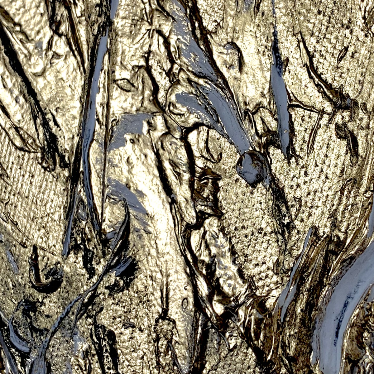 Obraz na płótnie ręcznie malowany 2064Z “Złote drzewo” 100x30cm