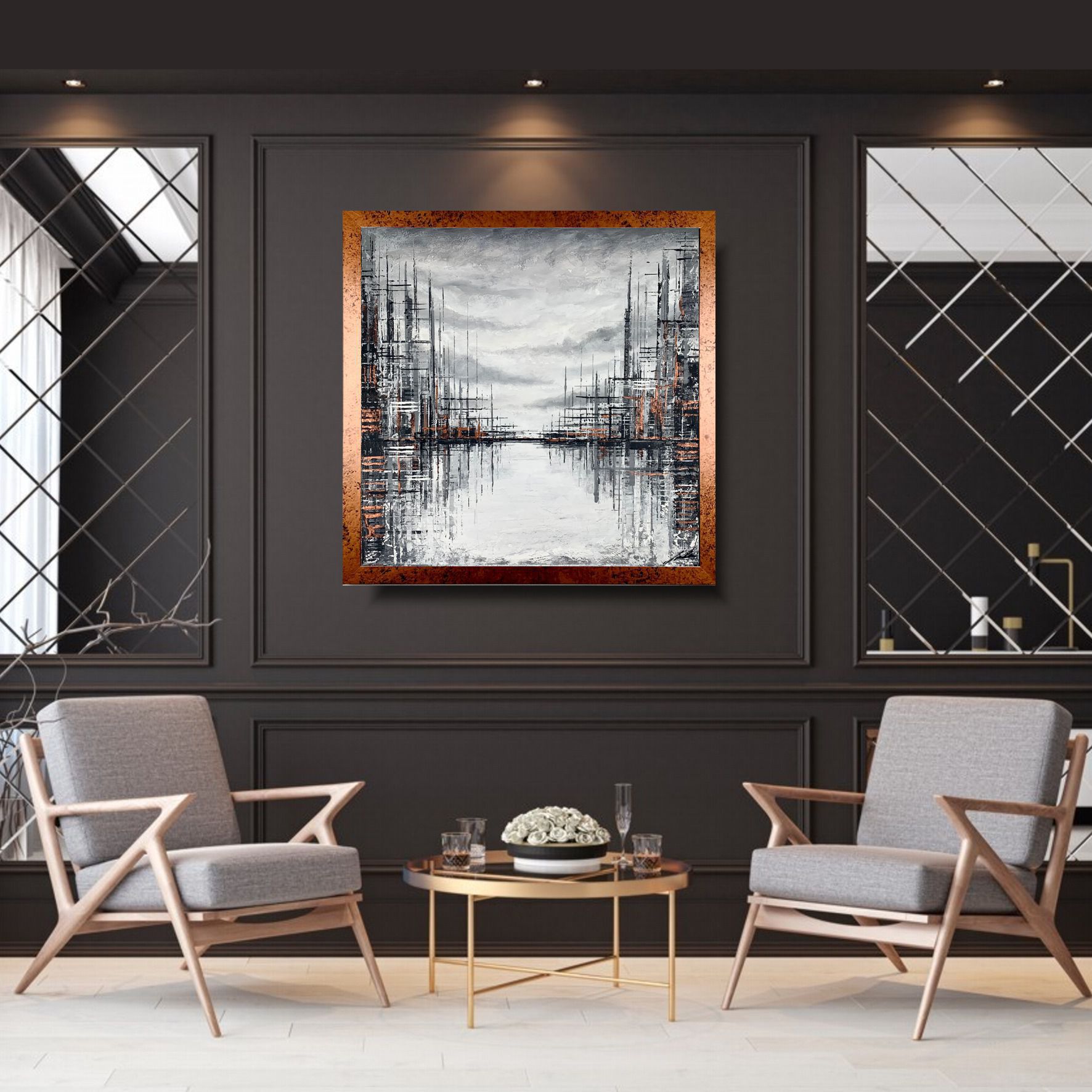 Obraz na płótnie 2242Z "Miedziana metropolia" 70x70cm