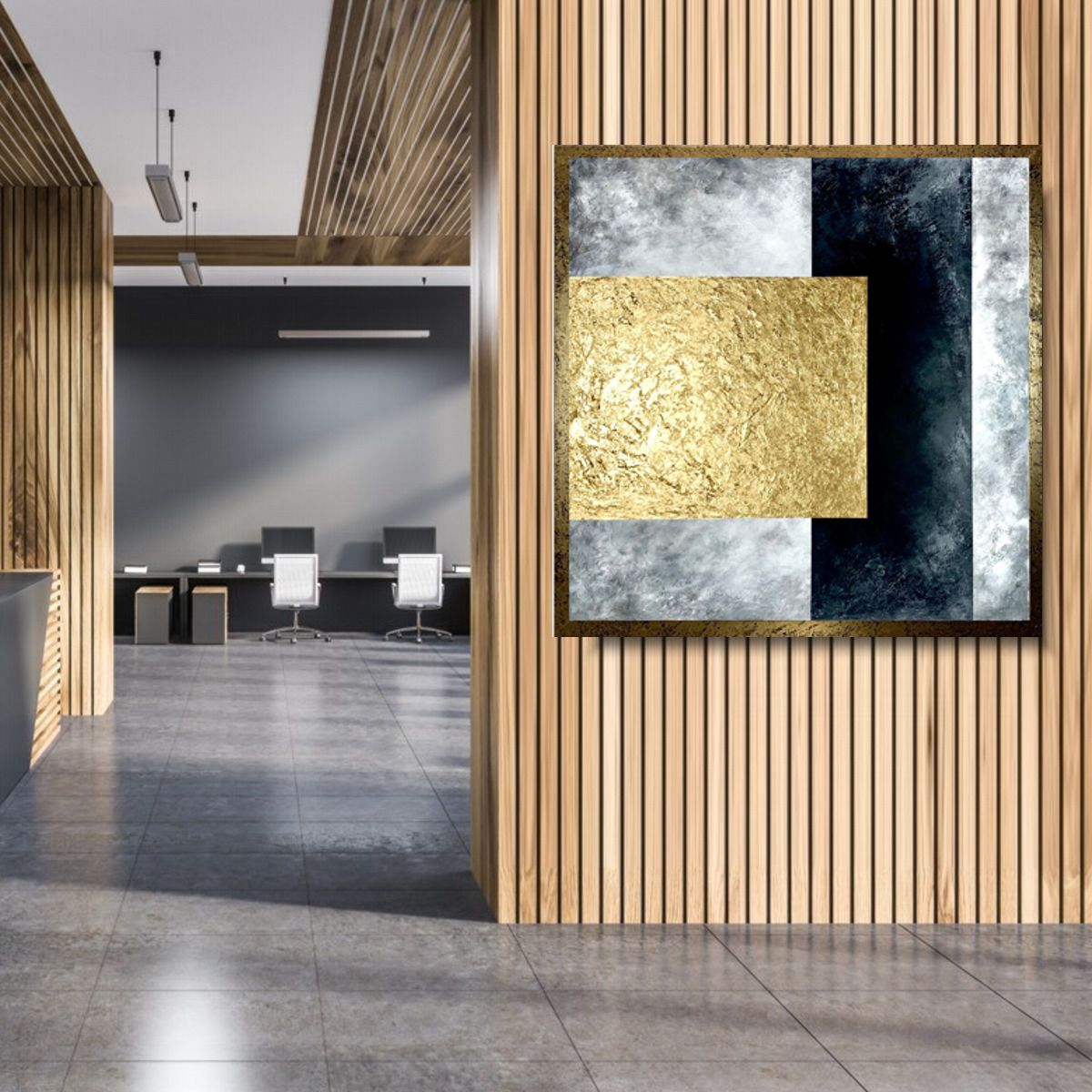 Obraz ręcznie malowany na płótnie 2194Z ” Złote figury” 100x100cm