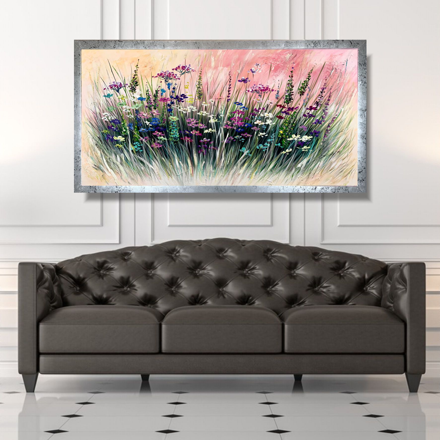 Obraz ręcznie malowany 1884Z "Ziołowa łąka" 120x60cm