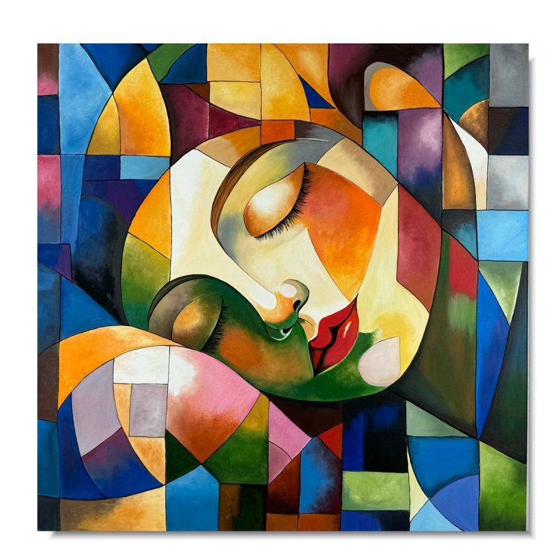 obraz ręcznie malowany, kolorowy portret, obraz do salonu, nowoczesne obrazy