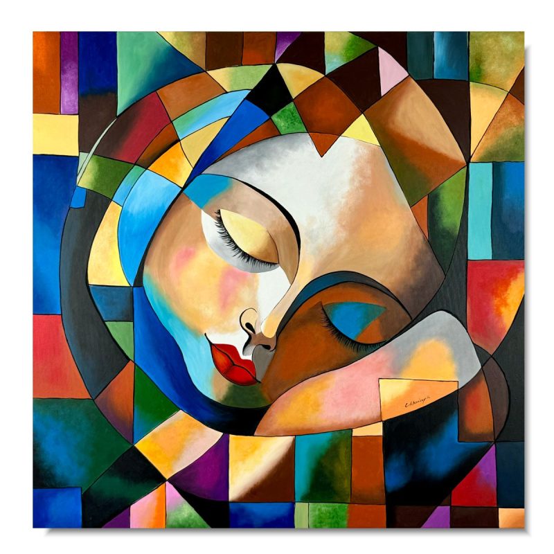 obraz ręcznie malowany, kolorowy portret, obraz do salonu, nowoczesne obrazy