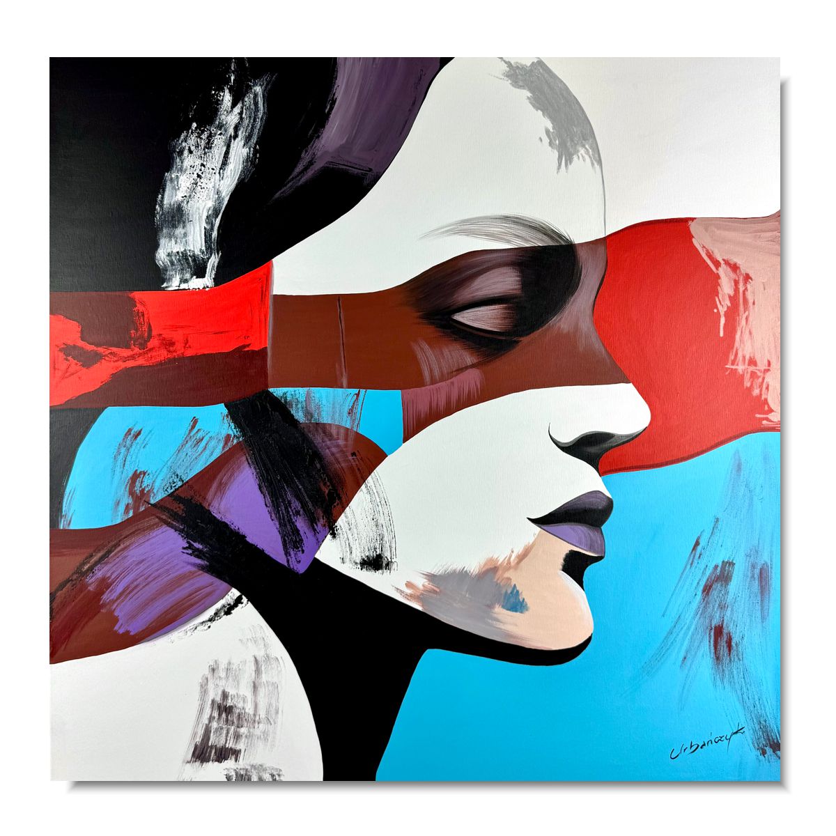 obraz ręcznie malowany portret, nowoczesny portret, duży obraz, obrazy do sypialni, obrazy na płótnie