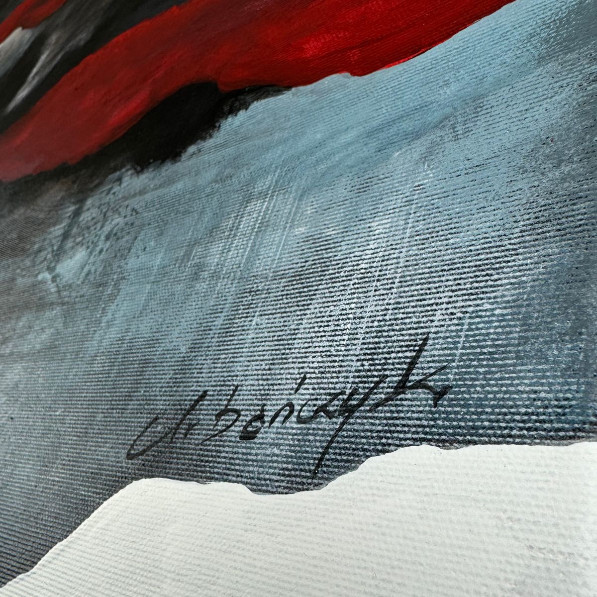 Obraz ręcznie malowany portret 2324Z “Głowa w chmurach” 100x100cm