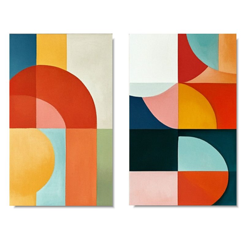 obraz abstrakcja dyptyk malowany, kolorowy obraz, kolorowa abstrakcja, obrazy do salonu, nowoczesne obrazy