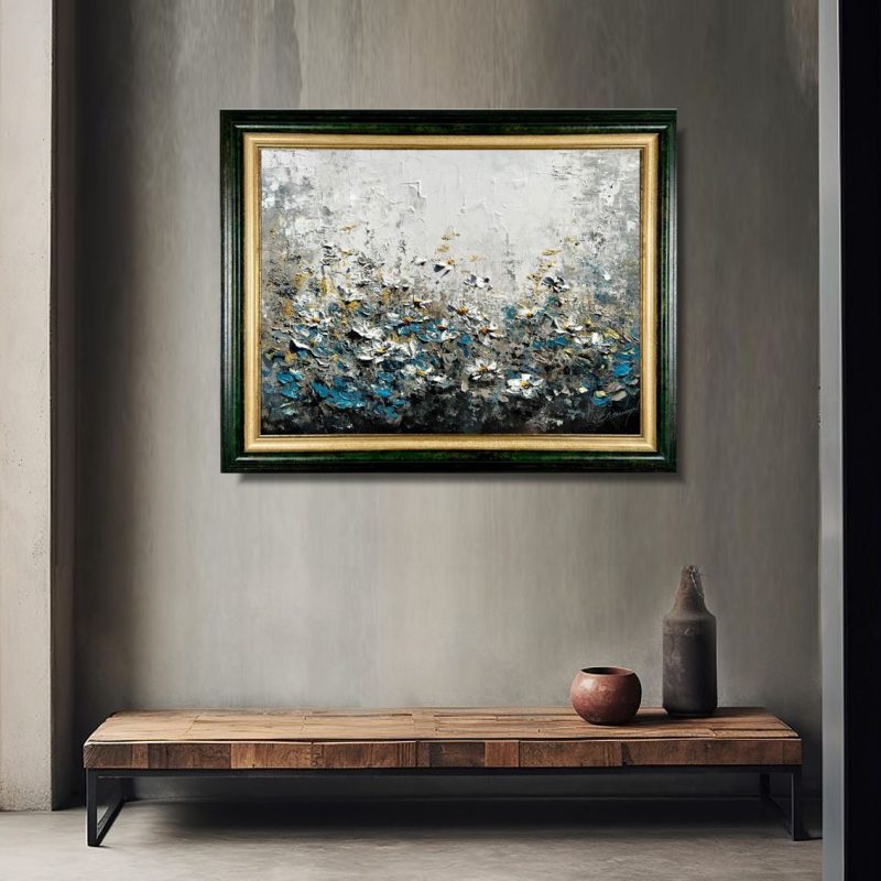 obraz z kwiatami na płótnie, klasyczny obraz, elegancki obraz, obrazy ręcznie malowane