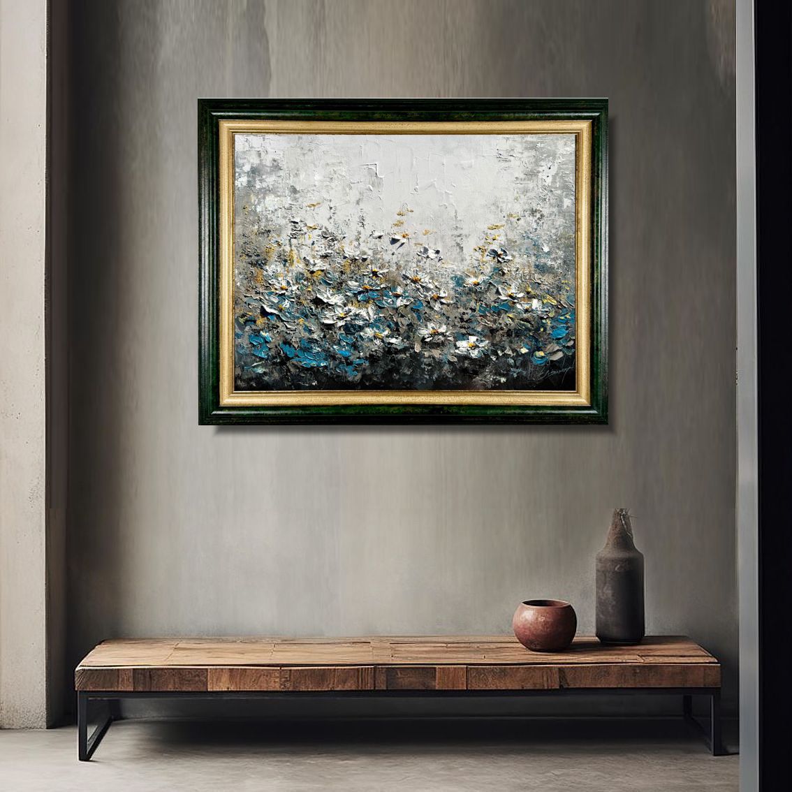 obraz z kwiatami na płótnie, klasyczny obraz, elegancki obraz, obrazy ręcznie malowane