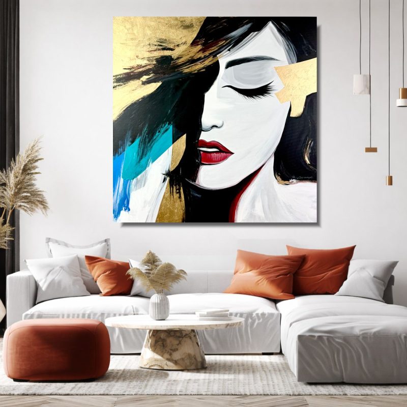 Portret kobiety minimalistyczny nowoczesny obraz na płótnie
