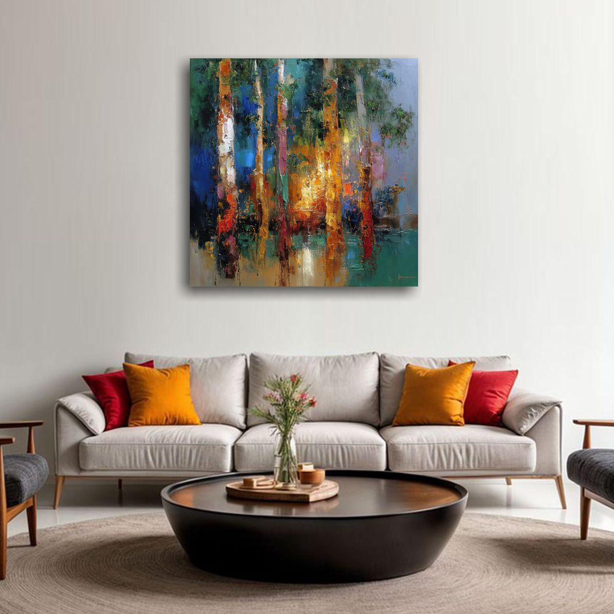 Obraz abstrakcja – leśne światło – wydruk na płótnie 102W