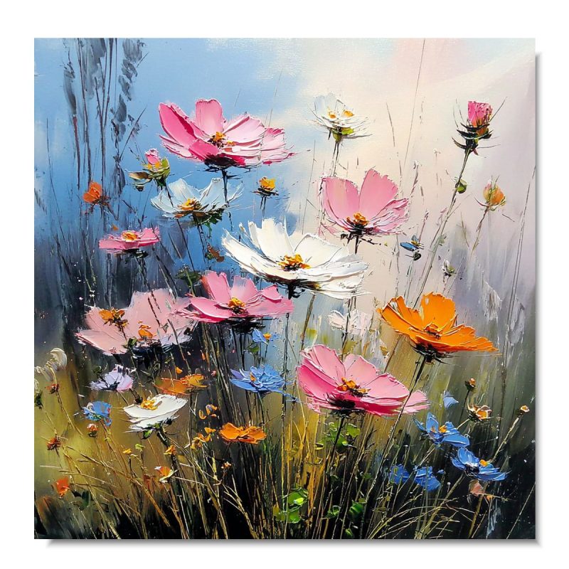 obraz abstrakcja kolorowe kwiaty wydruk na płótnie