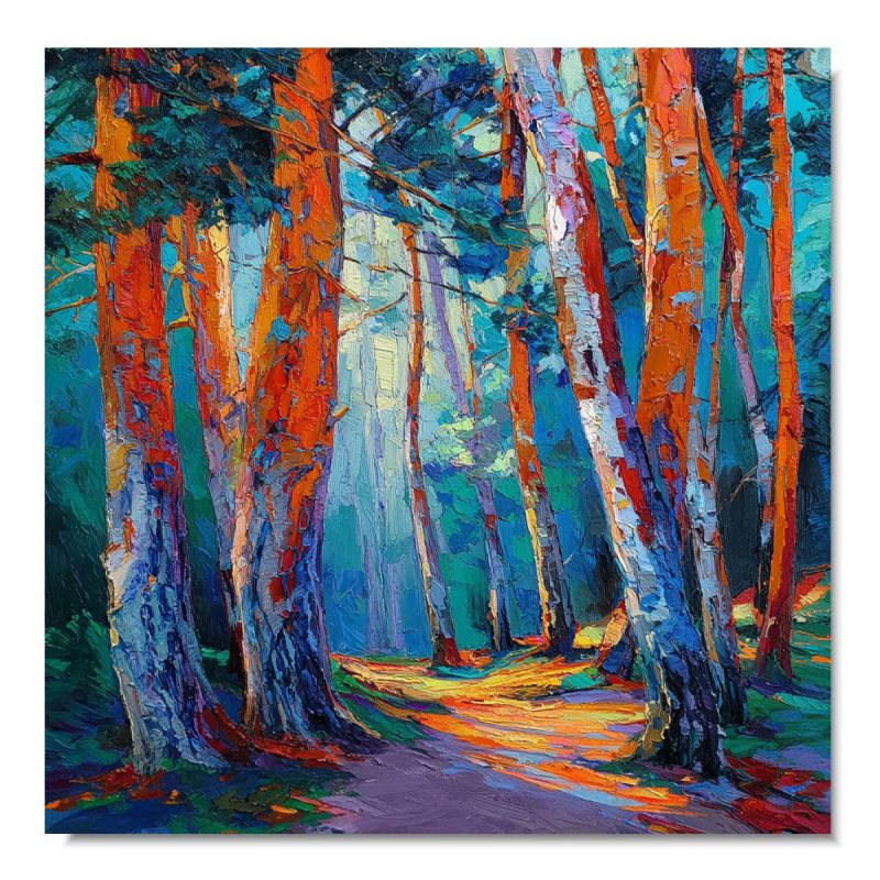 obraz abstrakcja kolorowy las wydruk na płótnie