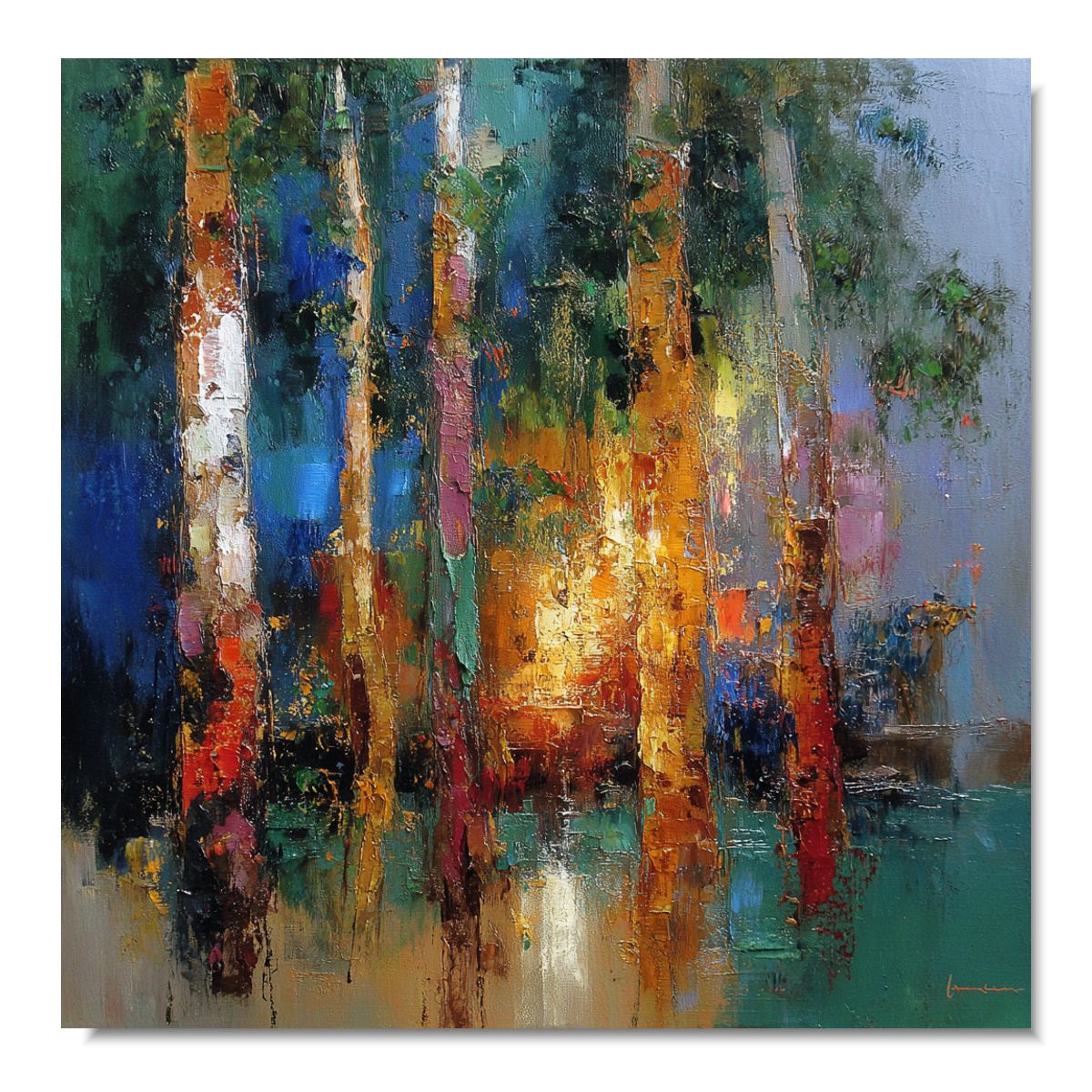 obraz abstrakcja leśne światło wydruk na płótnie