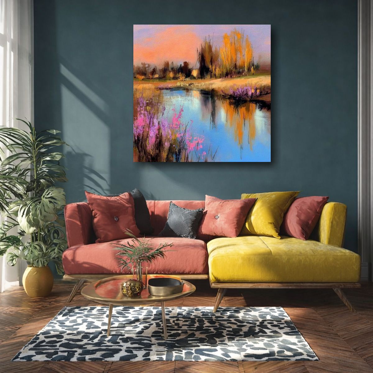 pastelowy obraz abstrakcja aranżacja wnętrza