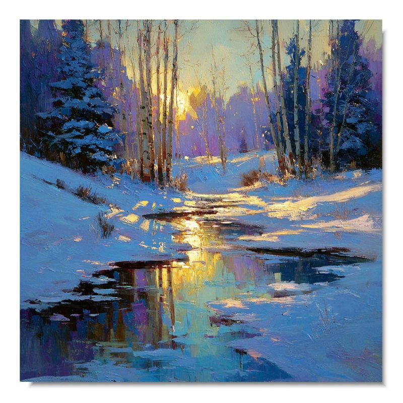 obraz abstrakcja zimowy pejzaż wydruk na płótnie