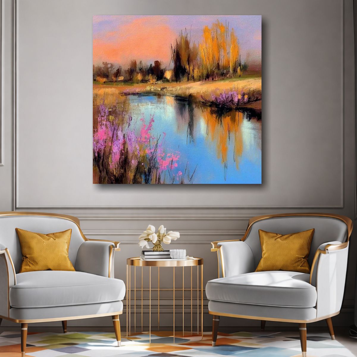 Obraz abstrakcja – pastelowy pejzaż – wydruk na płótnie 104W