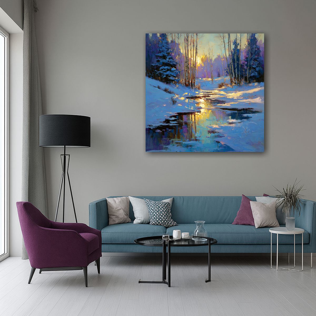 pejzaż zimowy obraz abstrakcja aranżacja